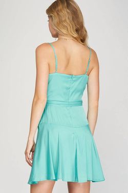 Style 1-3312732483-3011 SHE + SKY Blue Size 8 Belt Cocktail Dress on Queenly