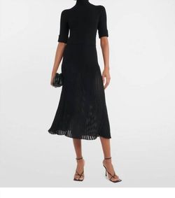 Style 1-3691383761-1498 DOROTHEE SCHUMACHER Black Size 4 Polyester High Neck Sleeves Pageant Cocktail Dress on Queenly