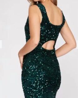 Style 1-4283569156-2696 SHE + SKY Green Size 12 Sequined Mini Cut Out Cocktail Dress on Queenly
