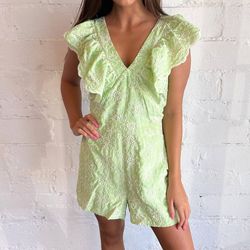 Style 1-468828588-3471 day + moon Green Size 4 Lace Floral Summer Tall Height Jumpsuit Dress on Queenly