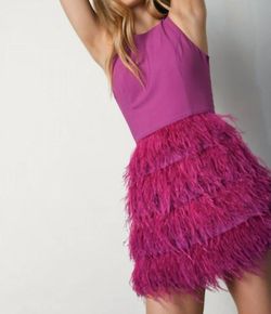 Style 1-50908737-1498 hutch Purple Size 4 Tall Height Sorority Feather Cocktail Dress on Queenly