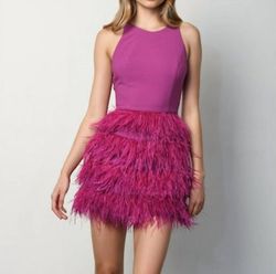 Style 1-50908737-1498 hutch Purple Size 4 Sorority Feather Free Shipping Cocktail Dress on Queenly