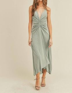 Style 1-760495104-3236 MABLE Green Size 4 Backless Halter V Neck Cocktail Dress on Queenly