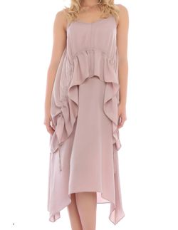 Style 1-771362504-3236 current air Brown Size 4 Ruffles Polyester Spaghetti Strap Cocktail Dress on Queenly