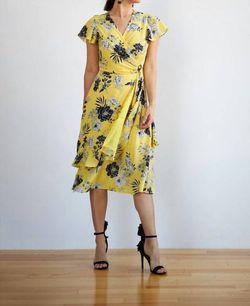 Style 1-776738552-98 Joseph Ribkoff Yellow Size 10 1-776738552-98 Polyester Sleeves Tall Height Cocktail Dress on Queenly