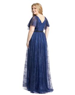 Style 67435 Mac Duggal Blue Size 24 Polyester Cap Sleeve 67435 A-line Dress on Queenly