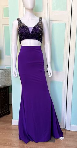 Style 18063 Jolene Purple Size 0 Two Piece Jersey Mermaid Dress on Queenly