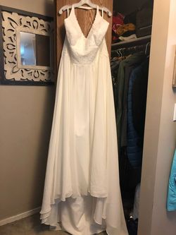 Galina White Size 18 Floor Length Jersey Plus Size Straight Dress on Queenly