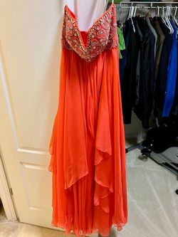 Sherri Hill Orange Size 8 Strapless Jewelled A-line Dress on Queenly