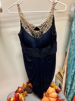 Adrianna Papell Blue Size 10 Prom Navy Jewelled Cocktail Dress on Queenly