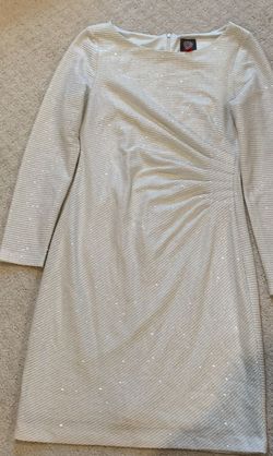Vince Camuto White Size 10 Long Sleeve Bachelorette Appearance Sleeves Cocktail Dress on Queenly