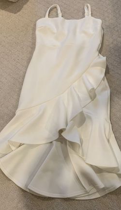 Lulus White Size 16 Engagement Jersey Sunday Plunge Cocktail Dress on Queenly