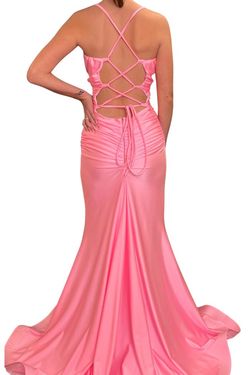 Style 2347 Jessica Angel Pink Size 4 Corset Sweetheart Side slit Dress on Queenly