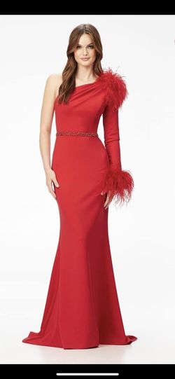 Ashley Lauren Bright Red Size 2 Jewelled Military Straight Dress on Queenly