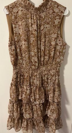 Express Brown Size 8 High Neck Wedding Guest Cocktail Dress on Queenly