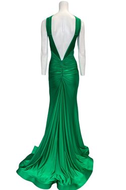 Style 928 Jessica Angel Green Size 4 Keyhole Floor Length Tall Height Side slit Dress on Queenly