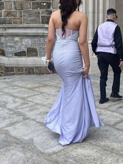 Colors Purple Size 6 Scala Strapless Prom Side slit Dress on Queenly