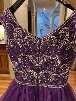 Style Custom Jonathan Kayne Couture Purple Size 2 Jewelled Short Height Ball gown on Queenly