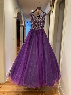 Style Custom Jonathan Kayne Couture Purple Size 2 Jewelled Short Height Ball gown on Queenly