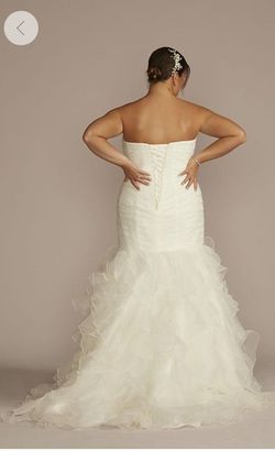 David's Bridal White Size 16 Ivory Corset Plus Size Floor Length Mermaid Dress on Queenly