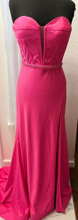 Amarra Pink Size 12 Medium Height Glitter Floor Length A-line Dress on Queenly