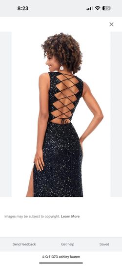 Ashley Lauren Black Size 6 Corset Plunge Sequined Prom A-line Dress on Queenly