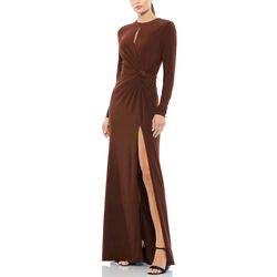 Style 55708 Mac Duggal Multicolor Size 8 Keyhole Floor Length Black Tie Long Sleeve Side slit Dress on Queenly