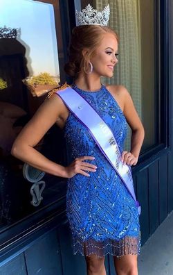 Sherri Hill Purple Size 0 Light Blue Homecoming Pageant Mini Cocktail Dress on Queenly