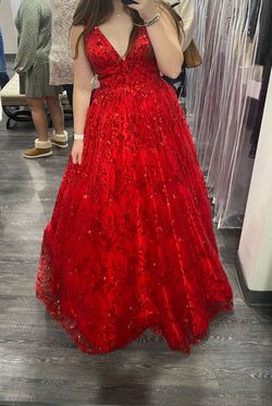 Style 54177 Sherri Hill Red Size 6 Free Shipping Short Height Ball gown on Queenly