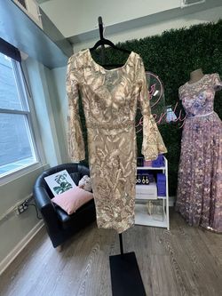 Style 1913c9065 Terani Couture Gold Size 4 Jersey 50 Off Cocktail Dress on Queenly