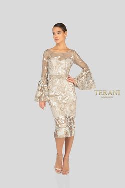 Style 1913c9065 Terani Couture Gold Size 4 Jersey 50 Off Cocktail Dress on Queenly