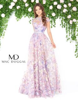 Style 79173D Mac Duggal Purple Size 4 Lace Military Straight Dress on Queenly