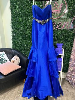 Style 20038 Alyce Paris Blue Size 2 Free Shipping Floor Length Mermaid Dress on Queenly