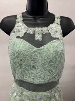 Style 15741 Soieblu Green Size 8 50 Off Sheer Floor Length Mermaid Dress on Queenly