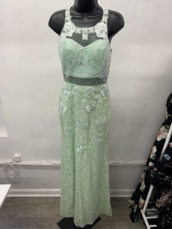Style 15741 Soieblu Light Green Size 8 Floor Length Mermaid Dress on Queenly