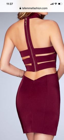 La Femme Red Size 2 Free Shipping Euphoria Midi Cocktail Dress on Queenly