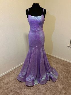 Style 88578 Amarra Purple Size 6 Prom Plunge Jersey Mermaid Dress on Queenly