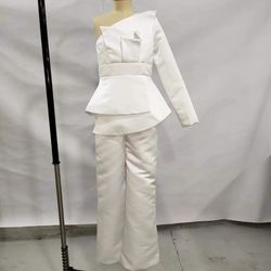 White Size 14 Jumpsuit Dress on Queenly