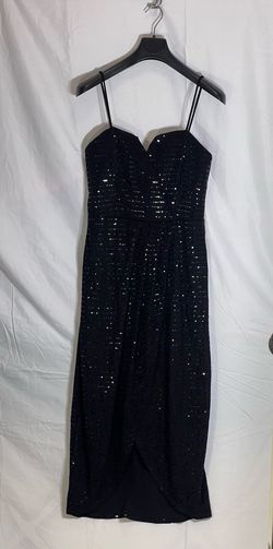 Alexa B Nites Black Size 12 Cocktail Plunge Side slit Dress on Queenly