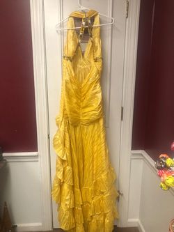 Mac Duggal Yellow Size 10 Vintage Free Shipping Floor Length A-line Dress on Queenly