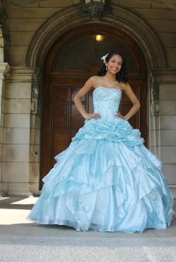 Tiffany Designs Blue Size 0 Polyester Floor Length Ball gown on Queenly