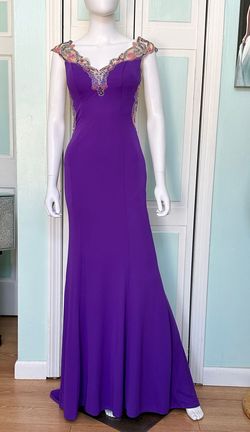 Style 15-109 Madison James Purple Size 2 15-109 Floor Length Mermaid Dress on Queenly