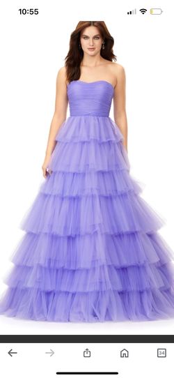 Ashley Lauren Purple Size 4 Floor Length Strapless Ball gown on Queenly