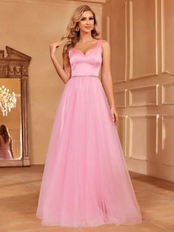 Style FSWD1199 Faeriesty Pink Size 16 Tall Height Floor Length Plus Size Military A-line Dress on Queenly