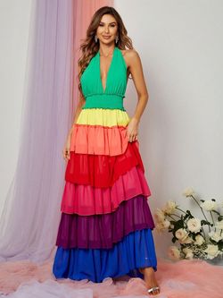 Style FSWD0969 Faeriesty Multicolor Size 0 Halter Floor Length Tall Height Straight Dress on Queenly