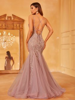 Style LAWD8013 Faeriesty Pink Size 4 Military Backless Mermaid Dress on Queenly