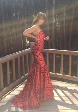Jadore Red Size 4 Strapless Floor Length Mermaid Dress on Queenly