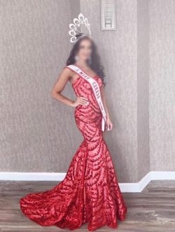 Jadore Red Size 4 Strapless Floor Length Mermaid Dress on Queenly