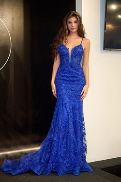 Style PS24504X Portia and Scarlett Blue Size 14 Prom Tall Height Straight Dress on Queenly