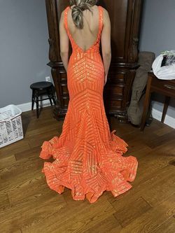 Jovani Orange Size 2 Tall Height Prom Pageant Mermaid Dress on Queenly